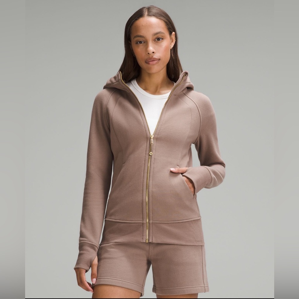 lululemon athletica Taupe Zip-Up Hoodie - Gold Hardware